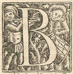 Гравированная буквица "В" из книги Dictionarium Calepino