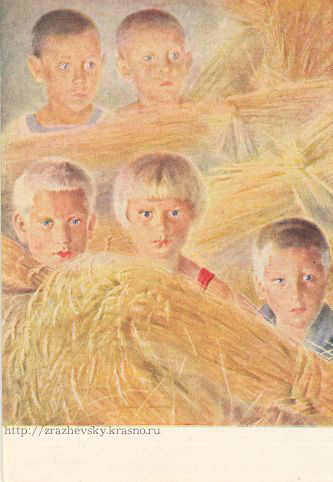 Е.А. Кацман. Среди снопов